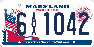 MD license plate 6AX1042