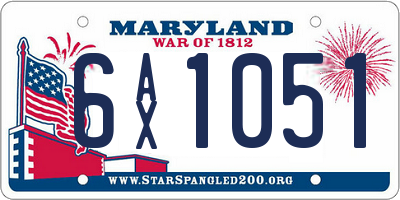 MD license plate 6AX1051