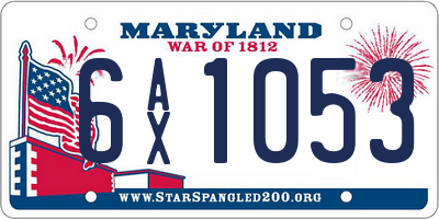 MD license plate 6AX1053