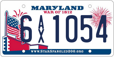 MD license plate 6AX1054