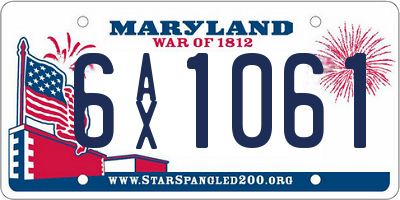 MD license plate 6AX1061
