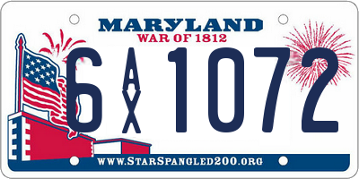 MD license plate 6AX1072