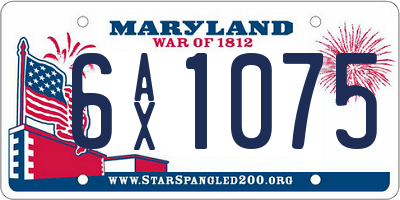 MD license plate 6AX1075