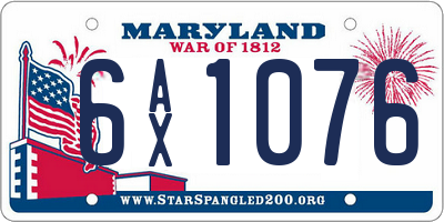 MD license plate 6AX1076