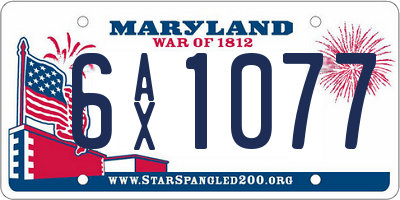 MD license plate 6AX1077