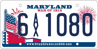 MD license plate 6AX1080