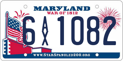 MD license plate 6AX1082