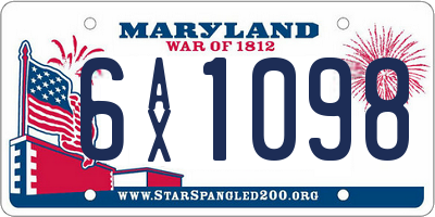 MD license plate 6AX1098