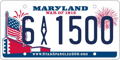 MD license plate 6AX1500
