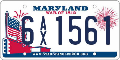 MD license plate 6AX1561