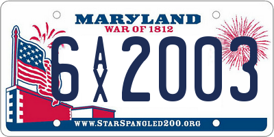 MD license plate 6AX2003