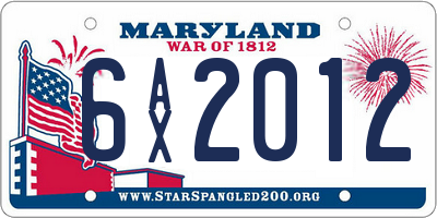 MD license plate 6AX2012