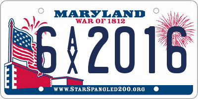 MD license plate 6AX2016