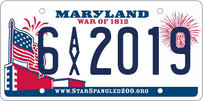 MD license plate 6AX2019