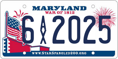 MD license plate 6AX2025