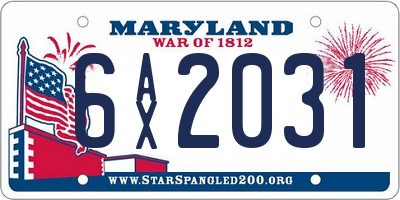MD license plate 6AX2031