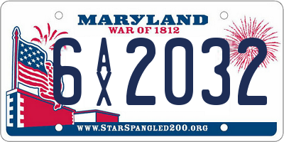 MD license plate 6AX2032
