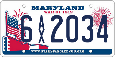 MD license plate 6AX2034