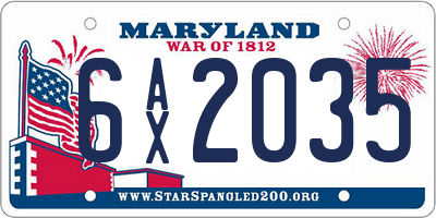 MD license plate 6AX2035