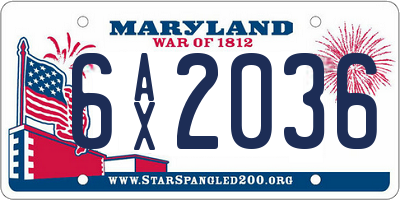 MD license plate 6AX2036