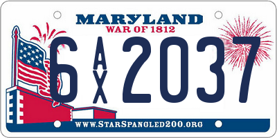 MD license plate 6AX2037