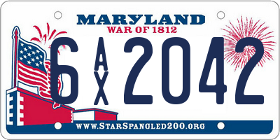 MD license plate 6AX2042