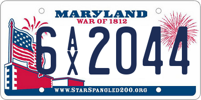 MD license plate 6AX2044