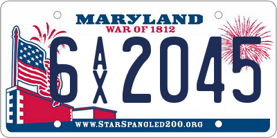 MD license plate 6AX2045