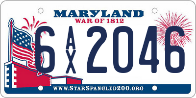 MD license plate 6AX2046