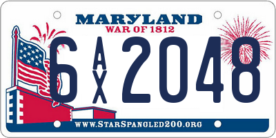 MD license plate 6AX2048
