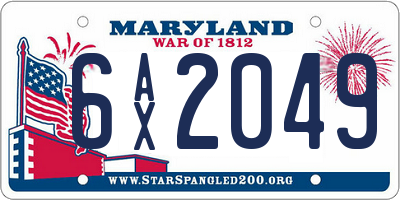 MD license plate 6AX2049