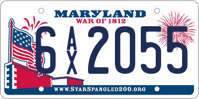 MD license plate 6AX2055