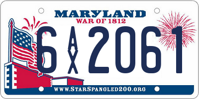 MD license plate 6AX2061
