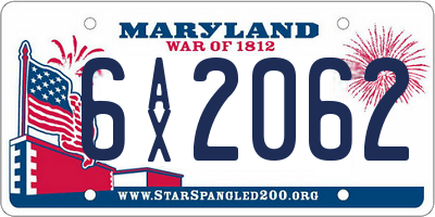 MD license plate 6AX2062
