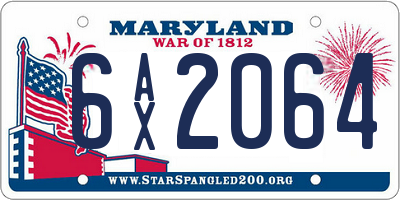 MD license plate 6AX2064