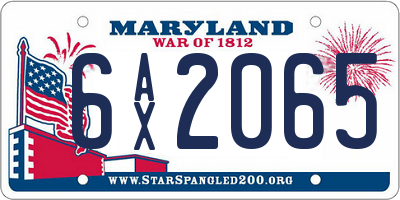 MD license plate 6AX2065