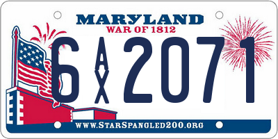 MD license plate 6AX2071