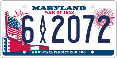 MD license plate 6AX2072