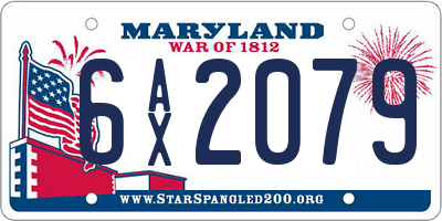 MD license plate 6AX2079