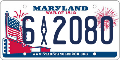 MD license plate 6AX2080