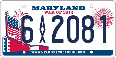 MD license plate 6AX2081