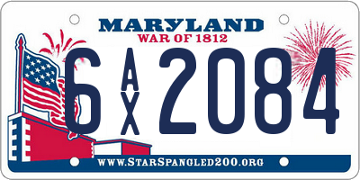 MD license plate 6AX2084
