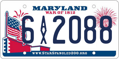 MD license plate 6AX2088