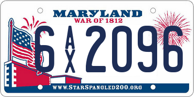 MD license plate 6AX2096