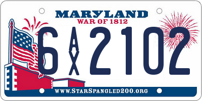MD license plate 6AX2102