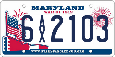 MD license plate 6AX2103