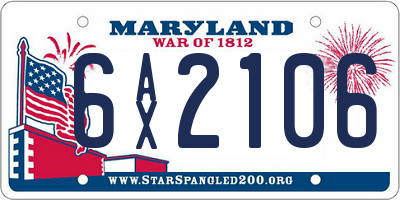 MD license plate 6AX2106