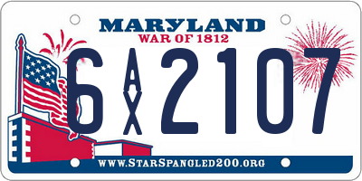 MD license plate 6AX2107