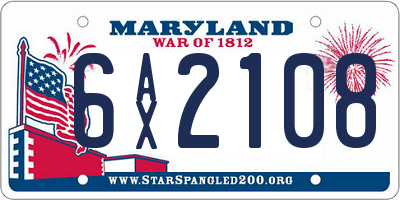 MD license plate 6AX2108