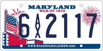 MD license plate 6AX2117